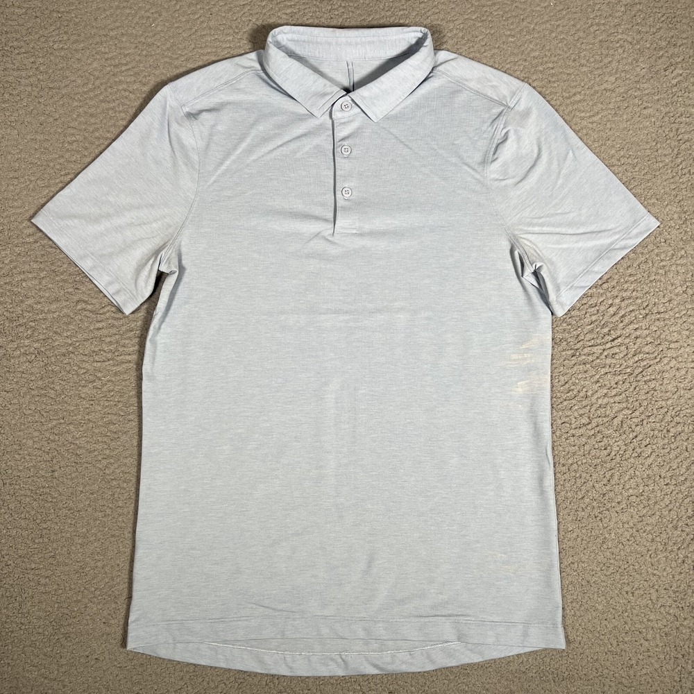 Lululemon Shirt Mens Medium Blue Evolution Polo Golf Casual‎ Preppy Stretch Logo